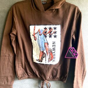 Gemstone Women’s FREE NEW YORK Brown Hoodie Small NWT Embellished